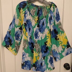 Ninety Clothing Co Womens Sheer Blouse XL Bell Sleeves Hippy Boho